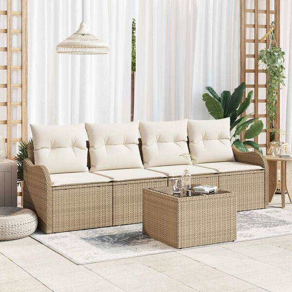 vidaXL Set Divano da Giardino Beige polyrattan