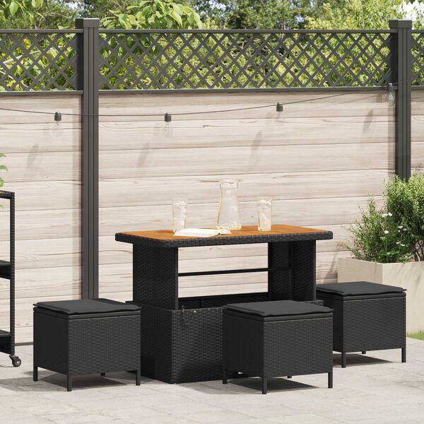 vidaXL Set da Pranzo per Giardino Nero Poly Rattan