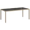 vidaXL Tavolo Giardino Beige 190x90x75 cm Vetro Temperato Polyrattan