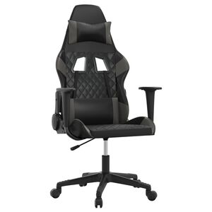 vidaXL Sedia da Gaming Massaggiante Nero e Grigio in Similpelle