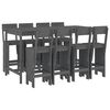 vidaXL Set Bar da Giardino 9 pz Grigio in Legno Massello di Pino