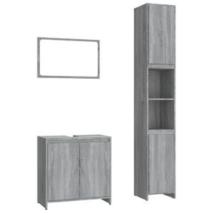 vidaXL Set Mobili da Bagno 3 pz Grigio Sonoma in Legno Multistrato
