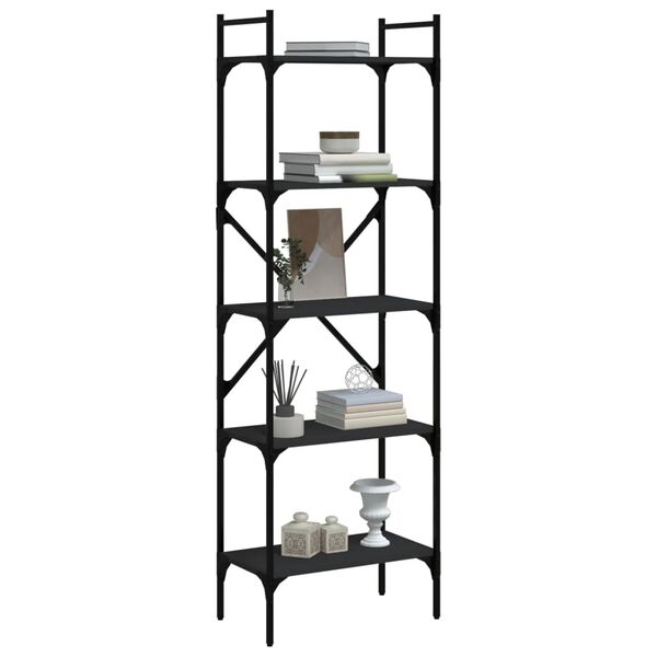 vidaXL Libreria Nera 5 Ripiani 56x31,5x174 cm Legno Multistrato