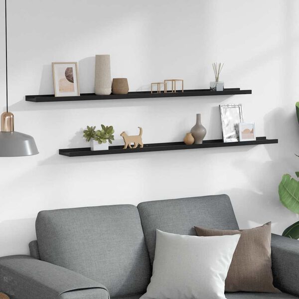 vidaXL Mensole da Parete 2 pz Nere 115x9x3 cm