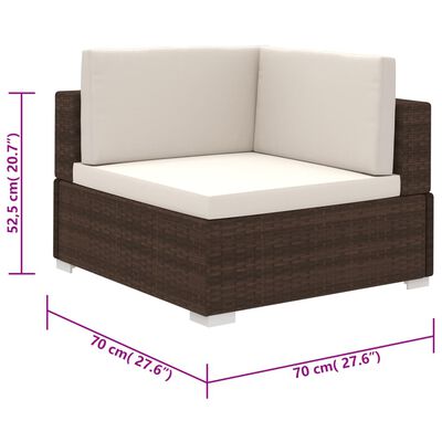 vidaXL Set Divani da Giardino 6 pz con Cuscini in Polyrattan Marrone