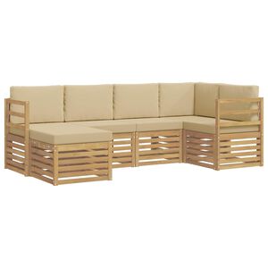 vidaXL Set di divani da esterno 6 pcs Bianco e Beige Poliestere