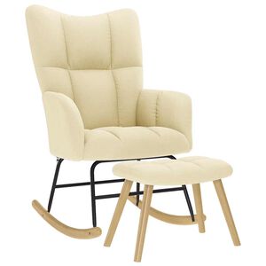 vidaXL Poltrona a Dondolo con poggiapiedi crema in Tessuto
