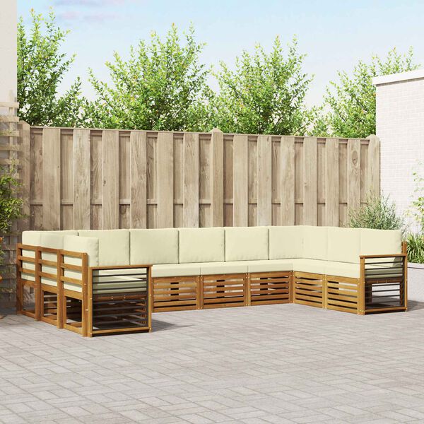 vidaXL Set divano sezionale con cuscino 10 pcs Naturale e Crema