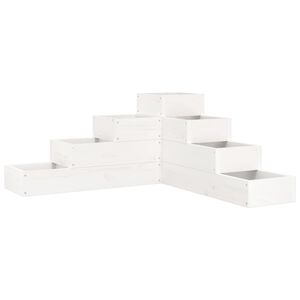 vidaXL Fioriera Giardino 4 Ripiani Bianca 80,5x79x36cm Massello Pino