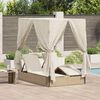 vidaXL Lettino da sole doppio Beige 205 x 129 x 200 cm polyrattan