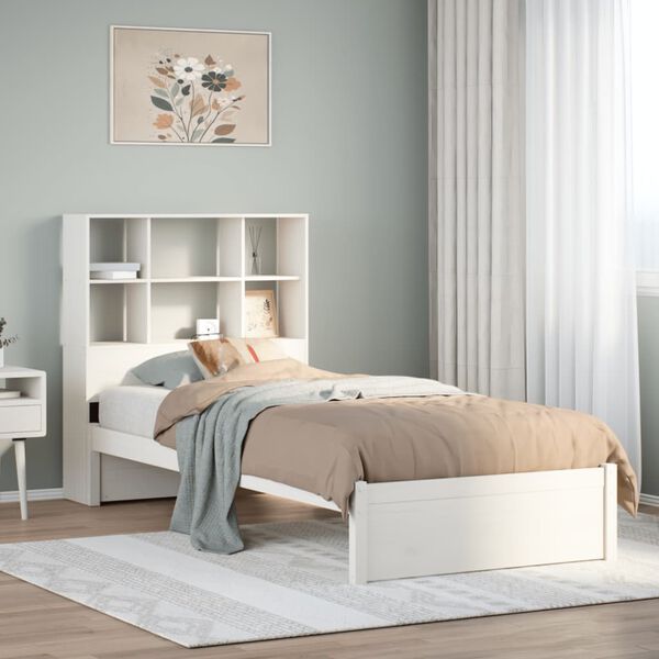 vidaXL Letto Libreria senza Materasso Bianco 90x190 cm Massello Pino