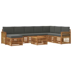 vidaXL Set di divani da esterno con cuscino 7 pcs Naturale e Antracite