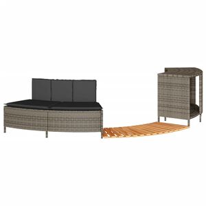 vidaXL Bordo per Spa Grigio in Polyrattan e Legno Massello di Acacia