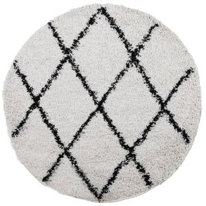vidaXL Tappeto Shaggy PAMPLONA a Pelo Lungo Crema e Nero &Oslash; 280 cm