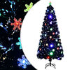 vidaXL Albero Natale con Fiocchi di Neve a LED Nero 210cm Fibra Ottica