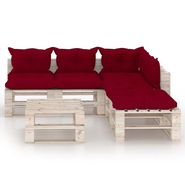 vidaXL Set Salotto Giardino su Pallet Cuscini 6 pz in Legno di Pino
