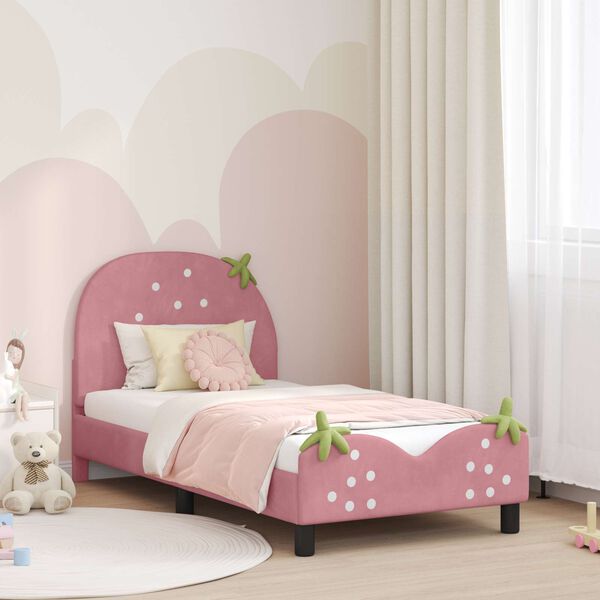 vidaXL Struttura letto bambini con testata Rosa 80 x 160 cm Velluto