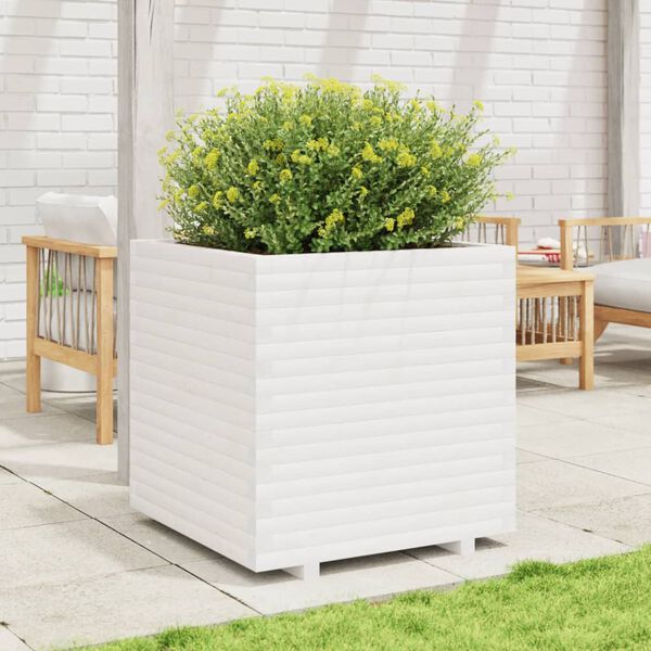 vidaXL Fioriera da Giardino Bianca 70x70x72,5cm Legno Massello di Pino