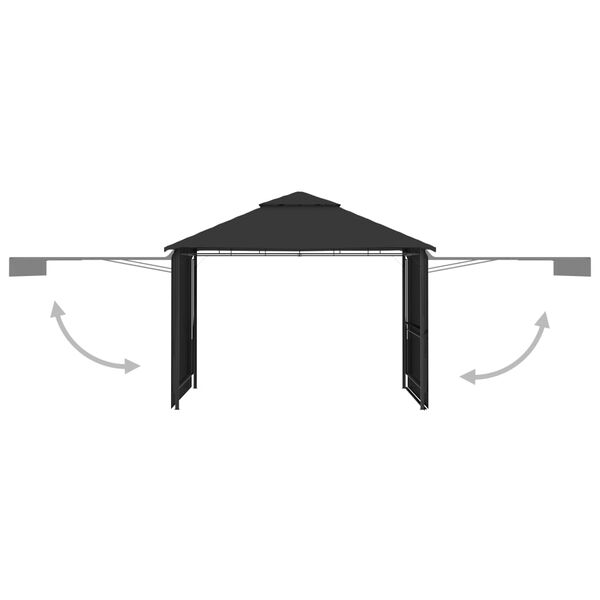 vidaXL Gazebo Tetto Doppio Estendibile 3x3x2,75 m Antracite 180 g/m²