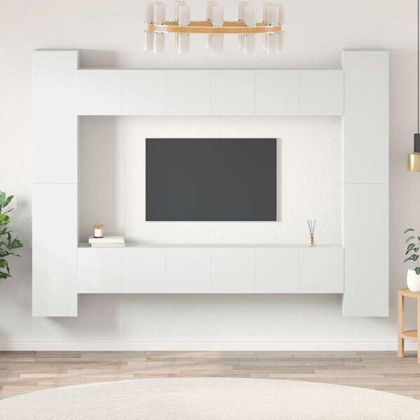 vidaXL Set Mobili Porta TV 10 pz Bianco in Legno Multistrato