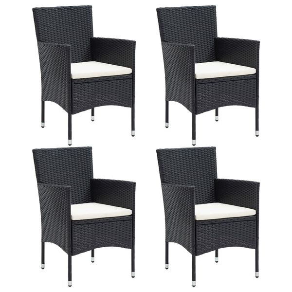 vidaXL Set da Pranzo per Giardino 5 pz con Cuscini Polyrattan Nero