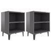 vidaXL Comodini con Gambe in Metallo 2pz Grigio Lucido 40x30x50 cm