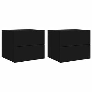 vidaXL Comodini a Parete con Luci LED 2 pz Neri