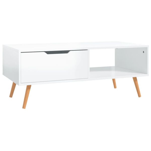 vidaXL Tavolino Salotto Bianco Lucido 100x49,5x43 cm Legno Multistrato