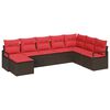 vidaXL Set di divani 8 pz Marrone e Rosso polyrattan