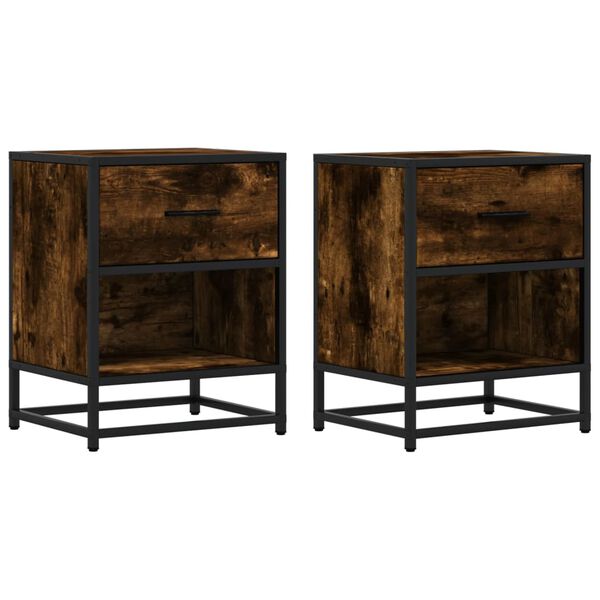 vidaXL Comodini Rovere Fumo 2 pz 40x31x50 cm in Truciolato