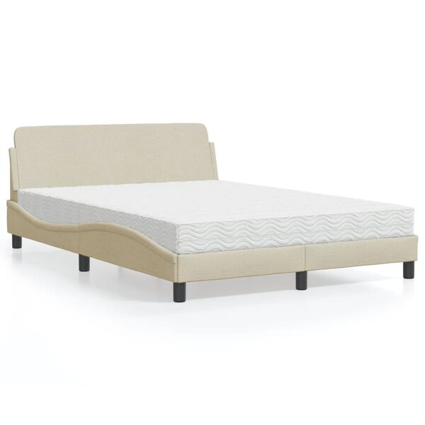 vidaXL Letto con Materasso Dover Crema 140x200 cm in Tessuto