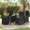 vidaXL Set da Pranzo per Giardino con cuscino 5 pcs Nero polyrattan