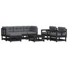vidaXL Set Divani da Giardino 7 pz con Cuscini in Legno Massello Nero