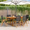 vidaXL Set Pranzo Giardino 7 pz Nero in Polyrattan e Legno Massello