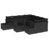 vidaXL Set Divano da Giardino 9 pz Nero polyrattan