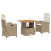 vidaXL Set da Pranzo da Giardino 3 pz con Cuscini Beige in Polyrattan