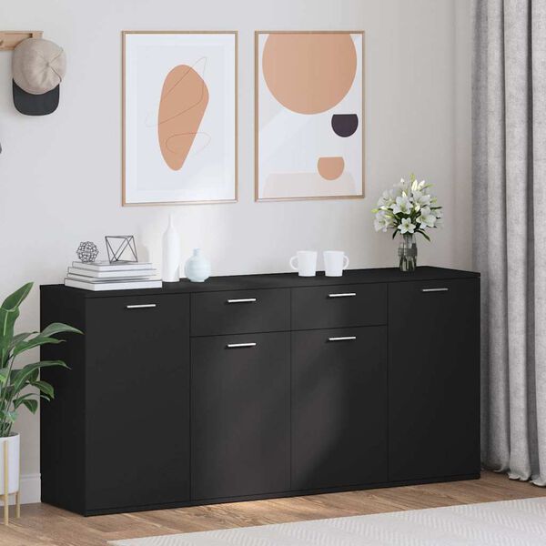 vidaXL Credenza Nera 160x36x75 cm in Legno Multistrato