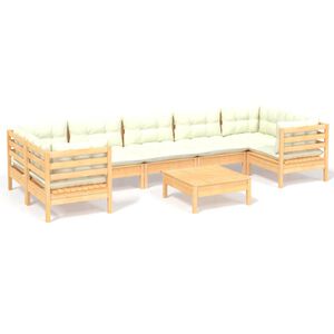 vidaXL Set Salotto da Giardino 8 pz con Cuscini Crema in Legno di Pino