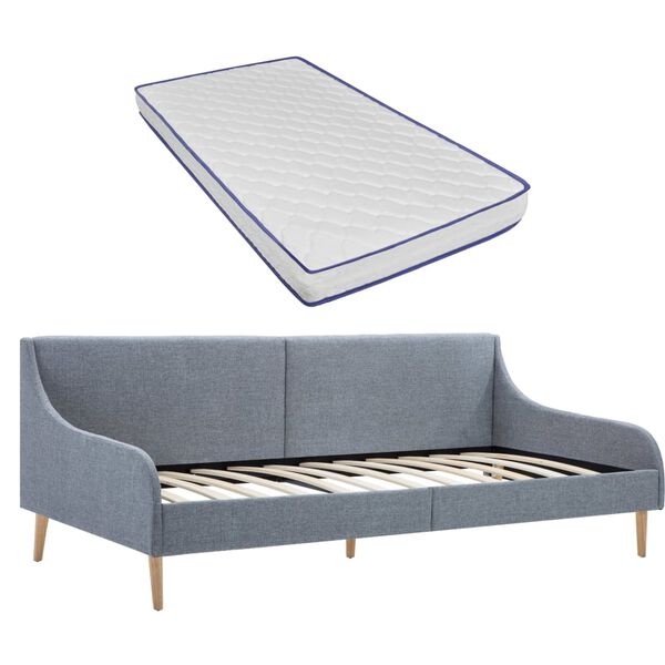 vidaXL Divano Letto con Materasso Memory Foam Grigio Chiaro in Tessuto