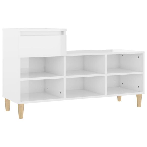 vidaXL Scarpiera Bianco Lucido 102x36x60 cm in Legno Multistrato