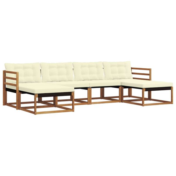 vidaXL Set di divani da esterno con cuscino 6 pcs Naturale e Crema