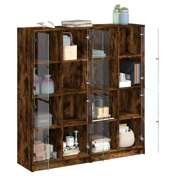vidaXL Libreria Ante Rovere Fumo 136x37x142 cm in Legno Multistrato