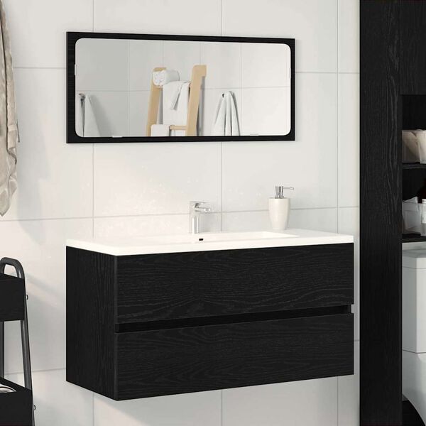 vidaXL Mobile Lavabo Rovere Nero 90x38,5x45 cm in Legno Multistrato