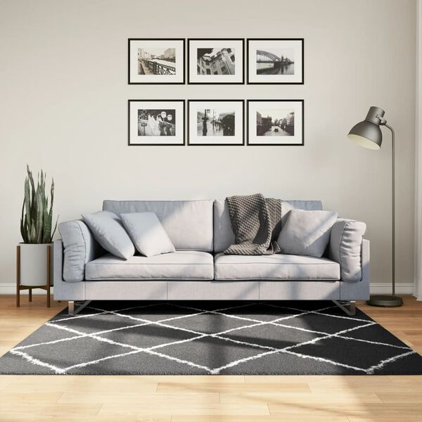 vidaXL Tappeto Shaggy PAMPLONA a Pelo Lungo Nero e Crema 160x160 cm