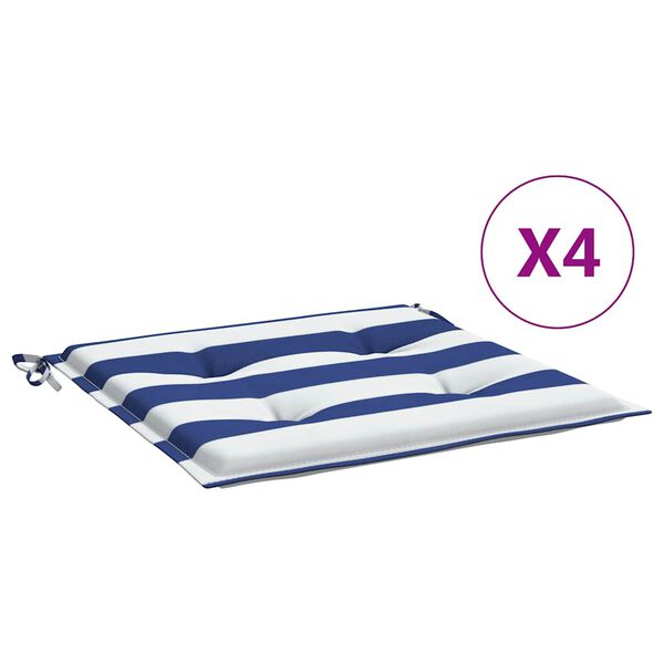 vidaXL Cuscini per Sedia 2pz Strisce Bianche e Blu 50x50x4 cm Tessuto