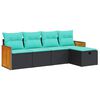 vidaXL Set Divani da Giardino 5 pz con Cuscini in Polyrattan Nero