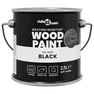 vidaXL Vernice per legno Nero 2,5 L Stampa da parete