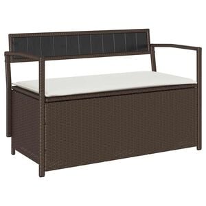 vidaXL Panca Portaoggetti da Giardino con Cuscino Marrone Polyrattan