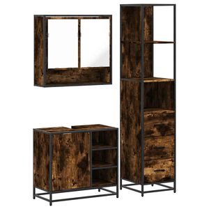vidaXL Set Mobili da Bagno 3 pz Rovere Fumo in Legno Multistrato