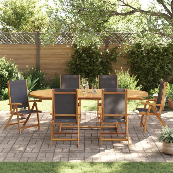 vidaXL Set Pranzo da Giardino 7pz Legno Massello di Acacia e Textilene